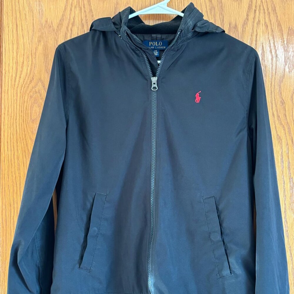 Ralph Lauren Polo Boys Windbreaker with Hood – Black, Size L (14-16 Years)